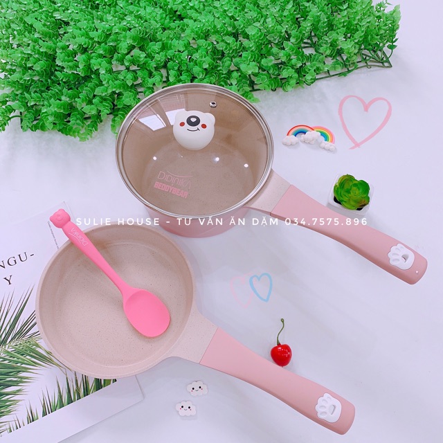 Bộ nồi chảo đá gấu Didinika cao cấp (ko vỉ hấp)