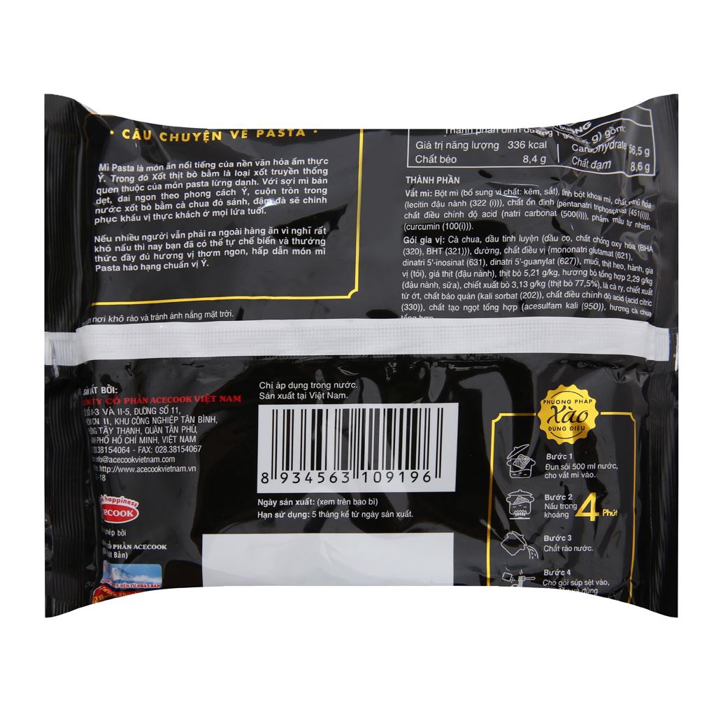Thùng 24 gói Mỳ Spaghetti Bistro Vị Bò Bằm Gói 95G