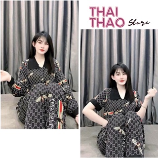 Đồ bộ nữ pijama mặc nhà, bộ ngủ dễ thương chất vải lụa Mango mềm mát THAITHAO