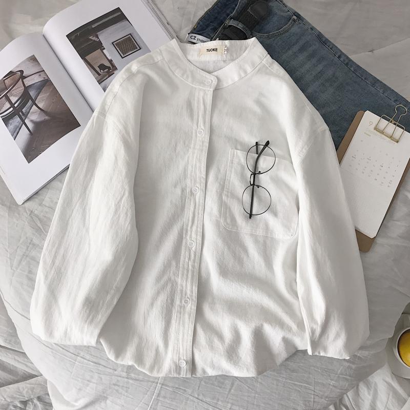 Áo Sơ Mi Nam Dài Tay Cổ Đứng Màu Trơn Phong Cách Hàn Quốc Mới