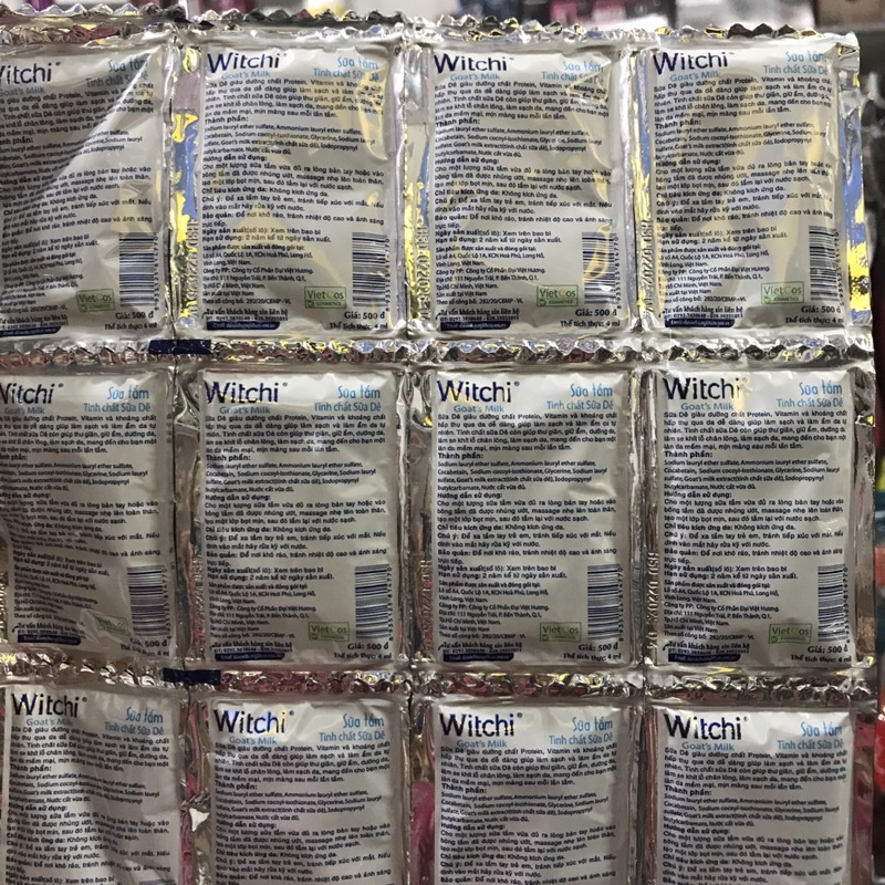 1 Dây Sữa Tắm Tinh Chất Dê Witchi 12 Gói 4ml