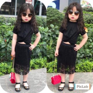 Set áo xoắn eo váy maxi 2 lớp