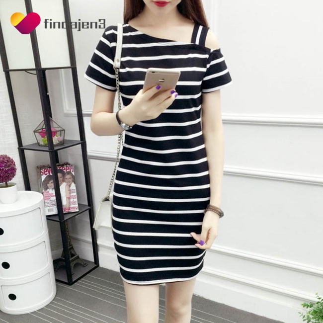 Đầm Nữ Trễ Vai Dáng Ôm Kẻ Sọc Thời Trang | BigBuy360 - bigbuy360.vn