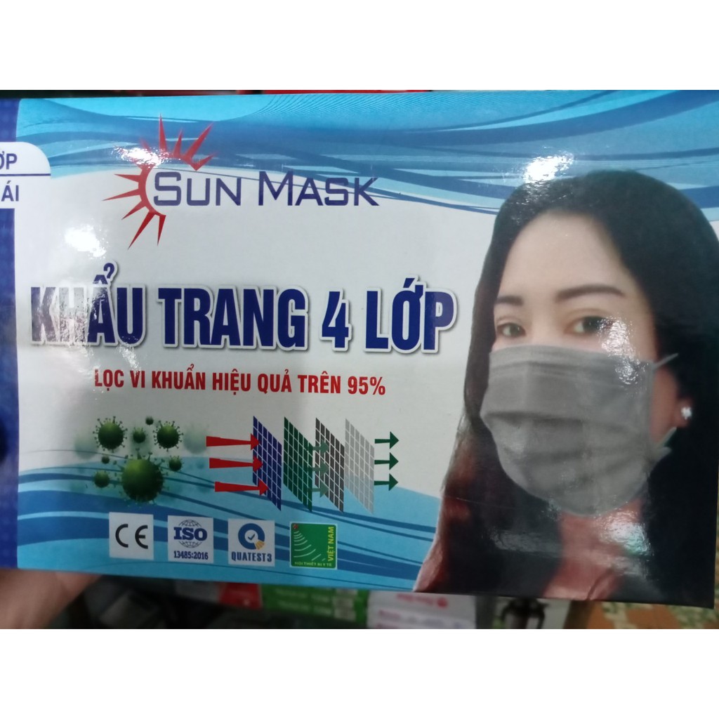 khẩu trang 4 lớp lọc vi khuẩn hiệu quả trên 95% hộp 50 cái