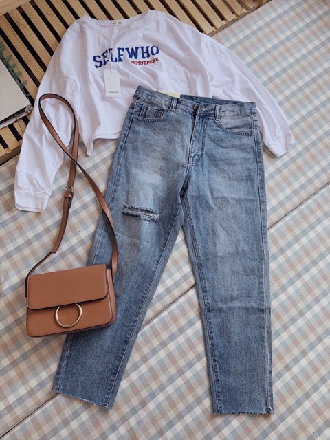 Quần baggy jeans rách gối 2 loại