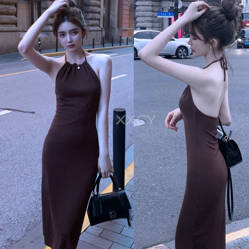 Đầm Dài Hai Dây Dáng Ôm Màu Đen Phong Cách Hàn Quốc Cổ Điển Quyến Rũ Thời Trang Cho Nữ