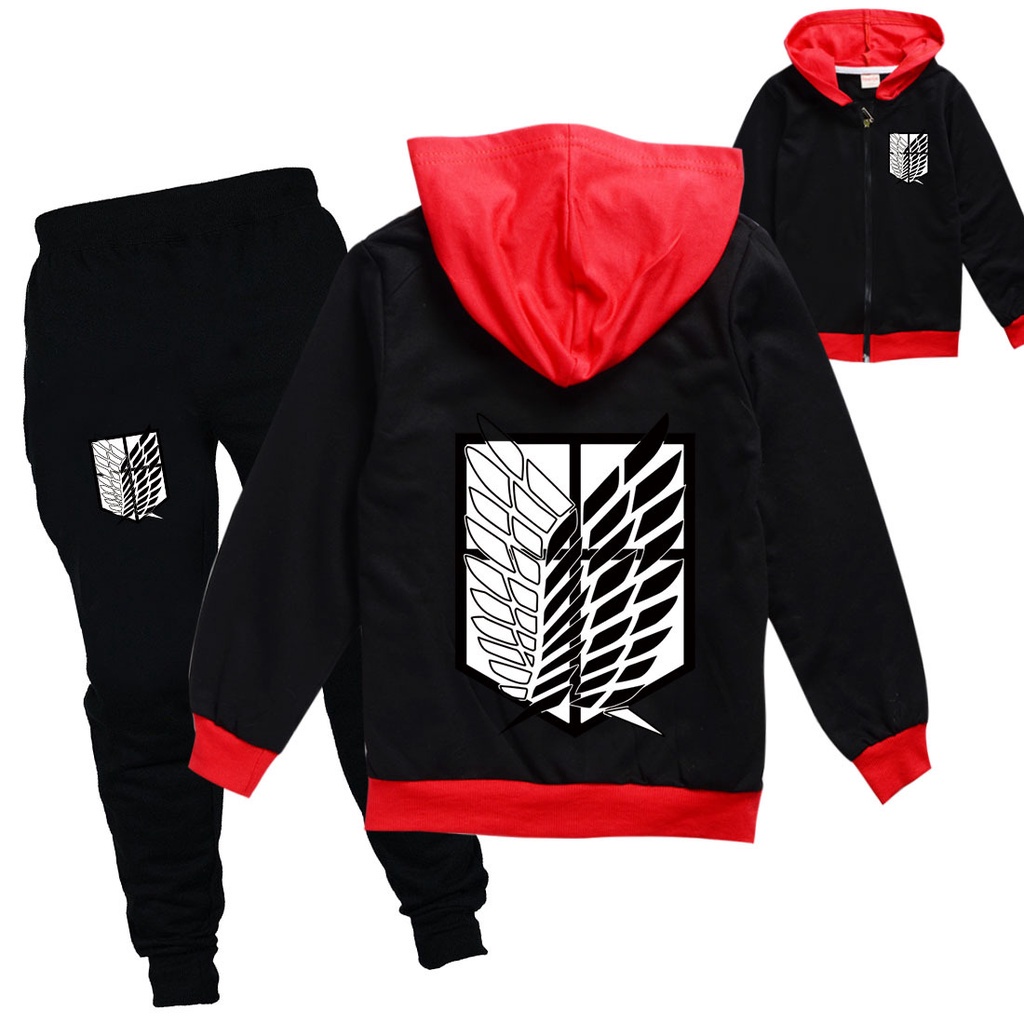 Set áo khoác Cardigan + quần dài phong cách Attack On Titan cho bé