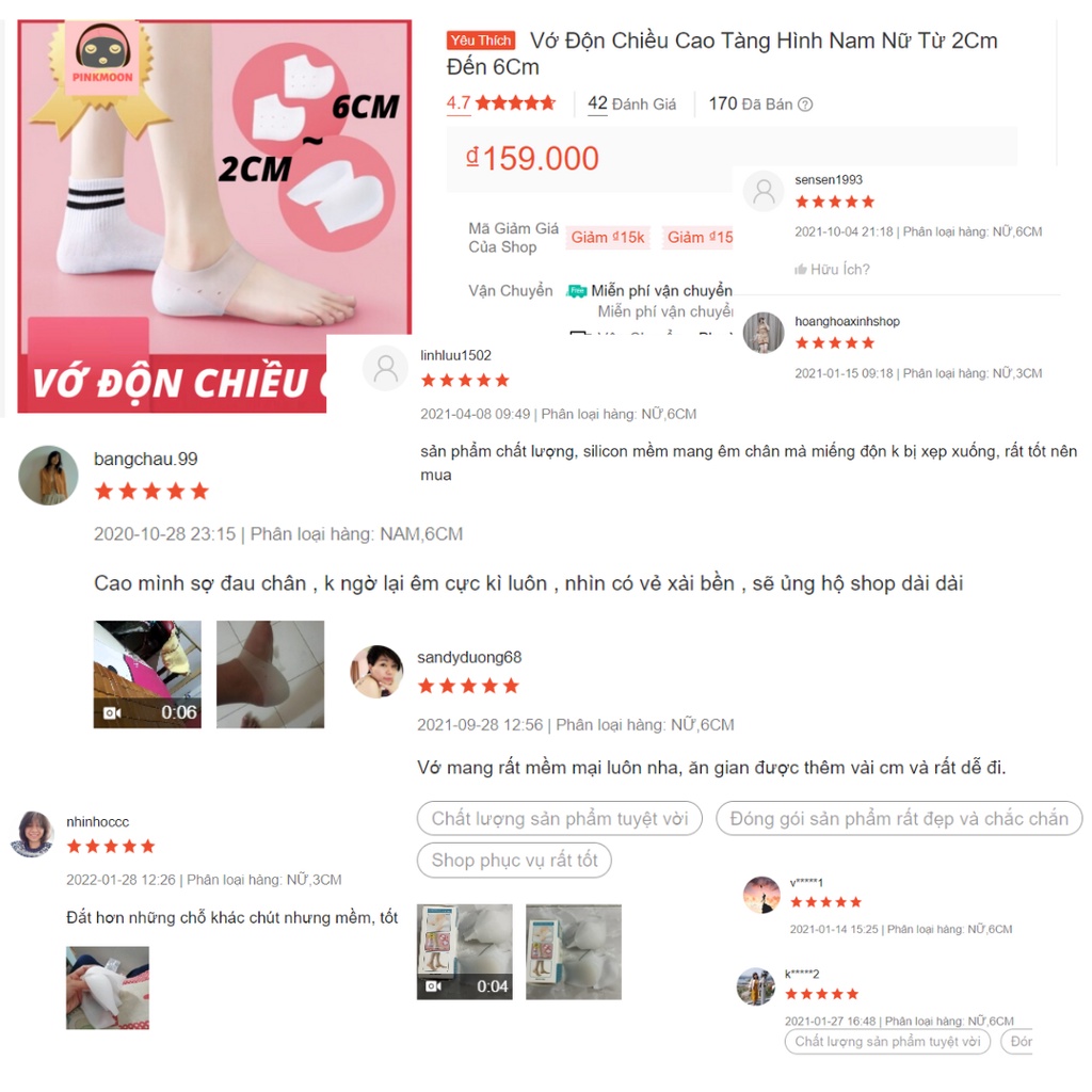 Vớ Độn Chiều Cao Tàng Hình Nam Nữ Từ 2Cm Đến 6Cm