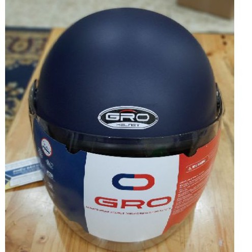 Mũ bảo hiểm có kính Chính hãng GRO cao cấp - Xanh than nhám kính dài