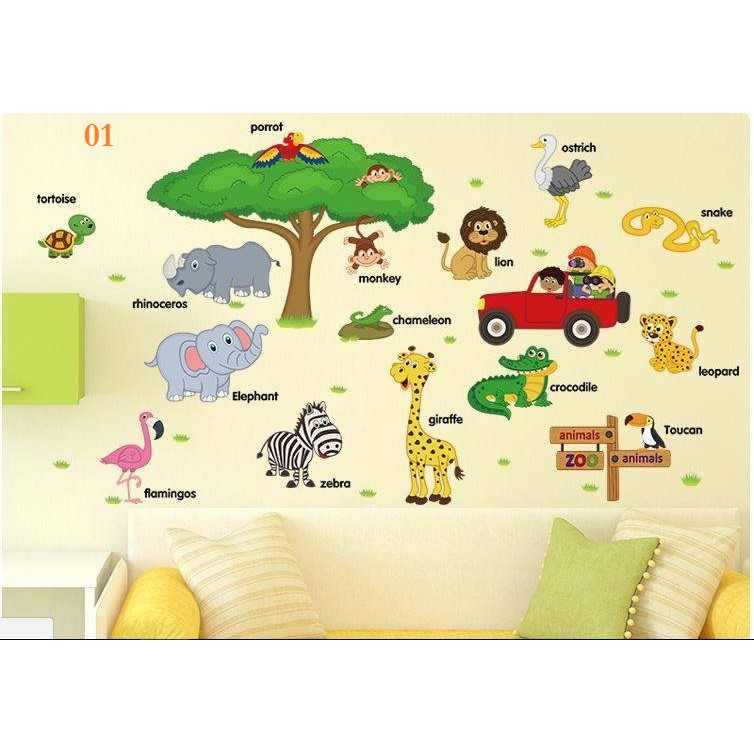 COMBO 4 TRANH DECAL DÁN TƯỜNG CHO BÉ SIÊU RẺ (ghi chú hoặc ib chọn mẫu)