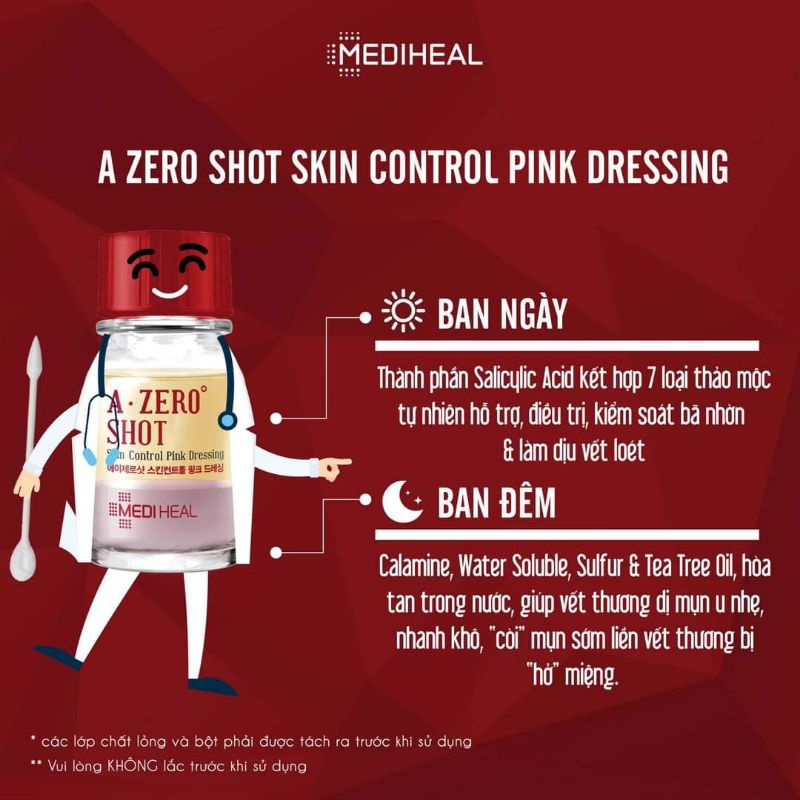 (GRAB - NOWSHIP) (DATE 13-01-2024) Dung dịch chấm mụn Mediheal A-Zero Shot Skin Control Pink Dressing