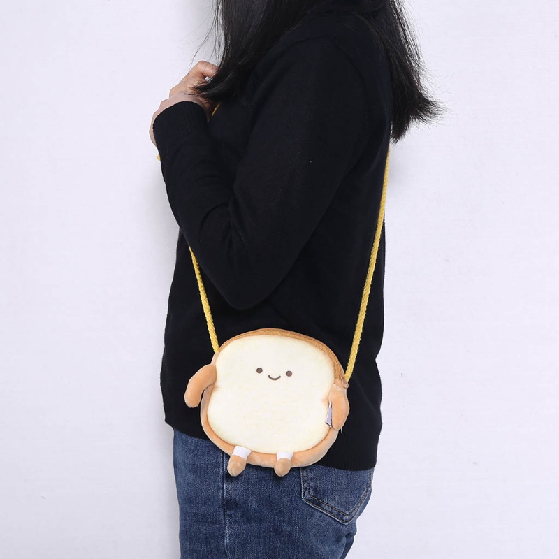 Túi Đeo Vai Đựng Tai Nghe / Son Môi Hình Bánh Mì Nhồi Bông Dễ Thương