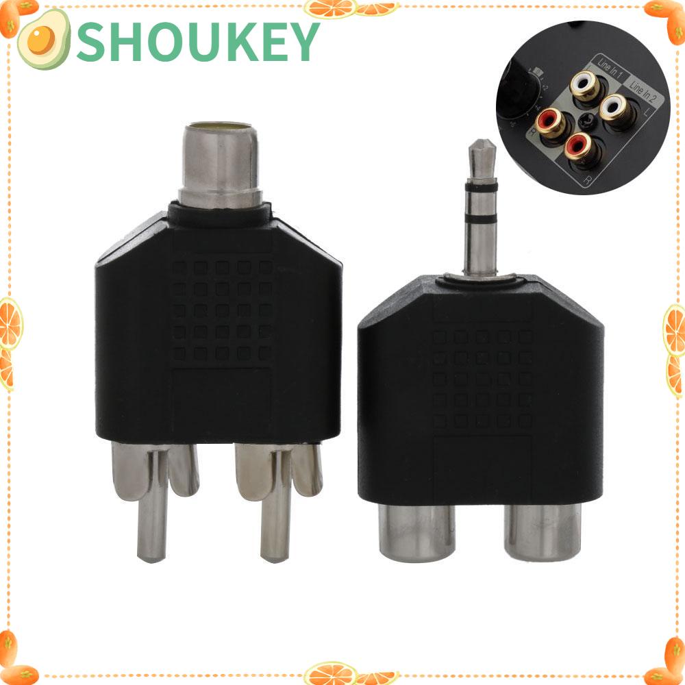 Set 2 đầu chia cổng âm thanh 3.5mm sang 2 RCA hình chữ Y màu đen