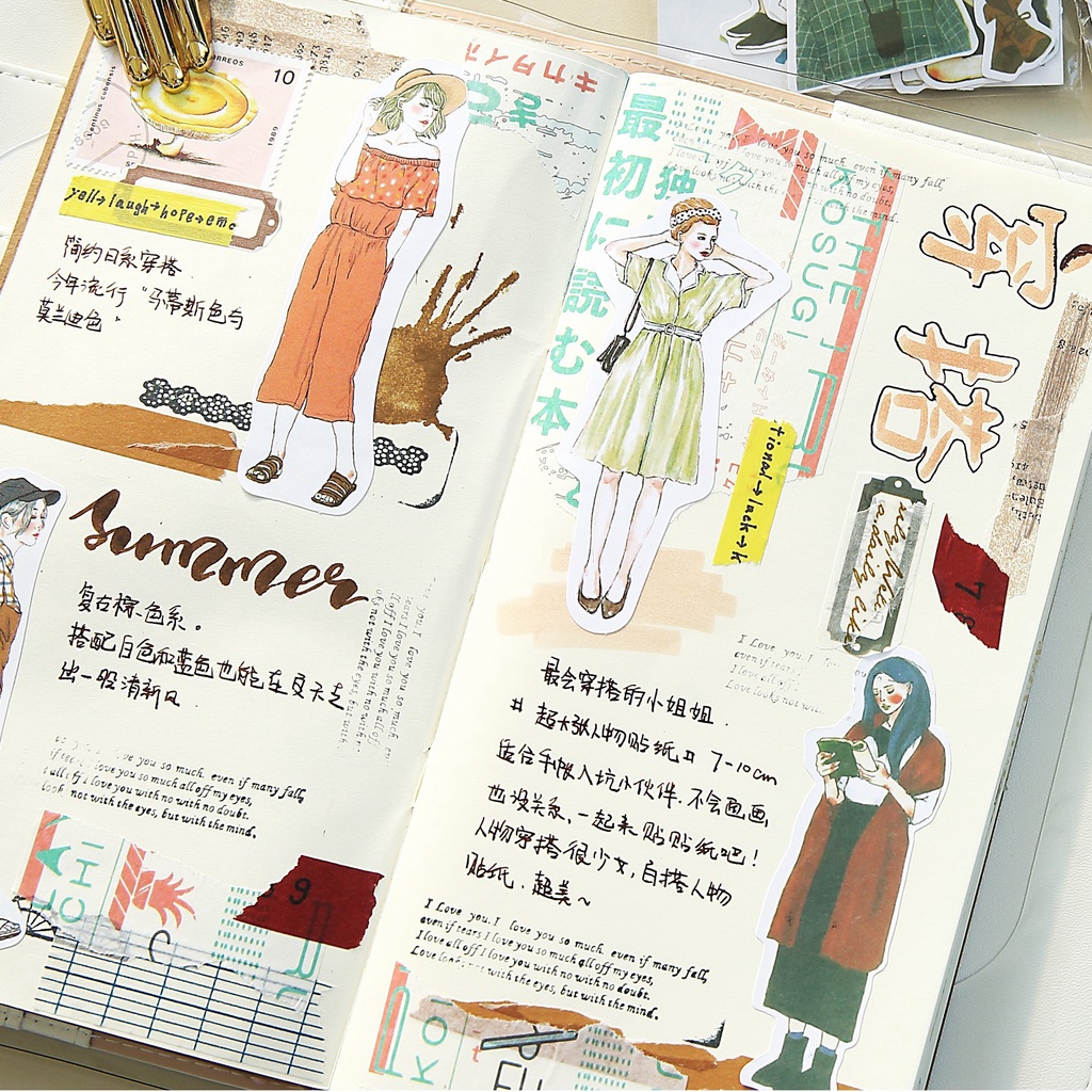 Sticker trang trí sổ hình cô gái chàng trai hiện đại năng động, hình dán sticker trang trí cỡ lớn