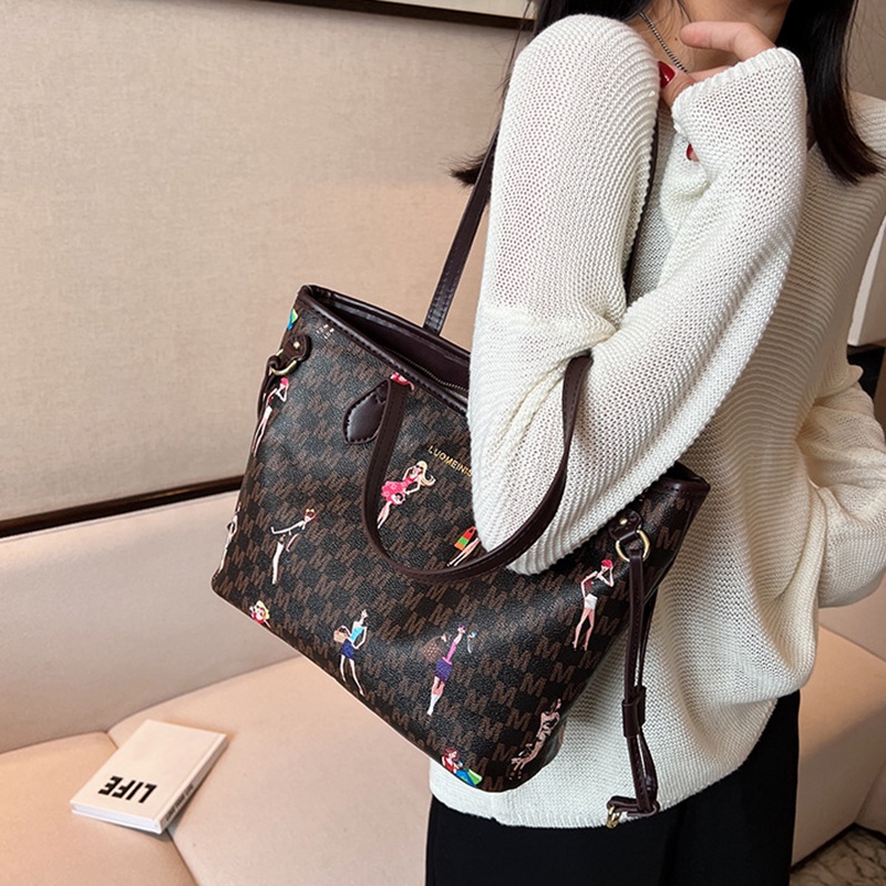 Túi Đeo Vai Cỡ Lớn In Họa Tiết Hoạt Hình Phong Cách Cổ Điển Thời Trang Cho Nữ