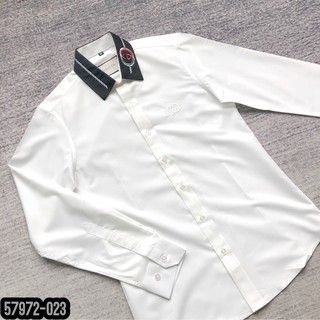 [Free Ship] Áo Sơ Mi Trắng  GC2 Cổ Đen Viền GG Chất Co Giãn Nhẹ_Sơ Mi Trắng
