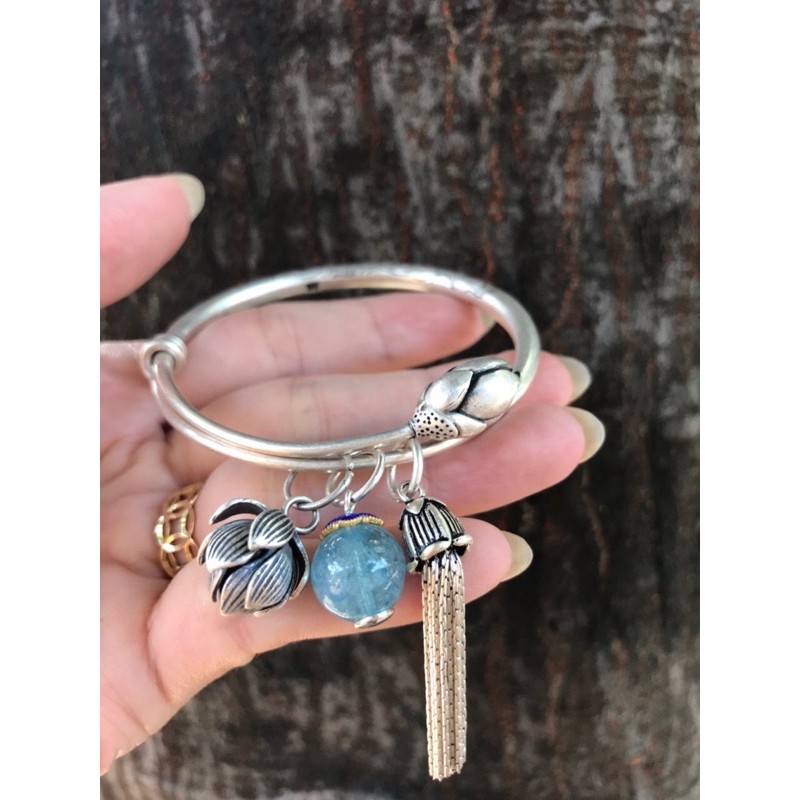 Vòng Tay Hoa Sen Cát Tường Phật Giáo - Hạt Xanh Ngọc VT295