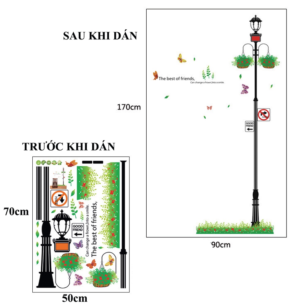 Decan dán tường đẹp, decan trang trí phòng hình đèn đường XL7041
