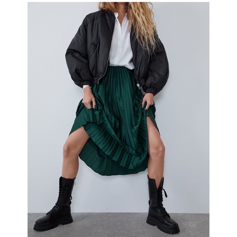 (sẳn) chân váy màu xanh rêu đậm (pleated skirt) | BigBuy360 - bigbuy360.vn