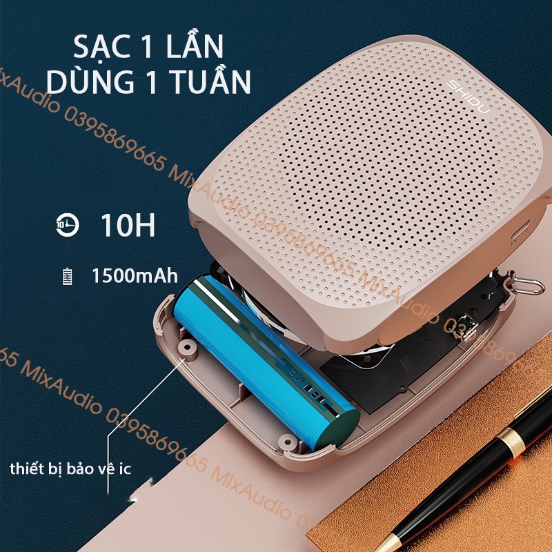 Máy Trợ Giảng SHIDU S258 Có Dây CAO CẤP, Âm Lượng Lớn 10w, Bảo hành 12 tháng