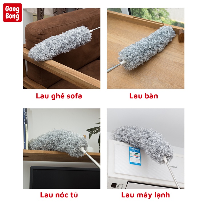 Chổi quét bụi cây phất trần thông minh cán dài 2m8 có thể thu rút gọn điều chỉnh độ dài quét màng nhện tiện lợi