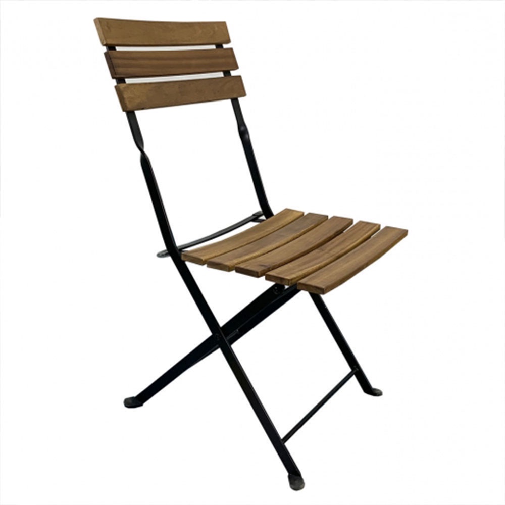Bộ bàn 2-4 ghế ăn uống, café mini xếp gọn ngoài trời IBIE A mặt gỗ vuông, chân sắt sơn tĩnh điện, tùy chọn số ghế