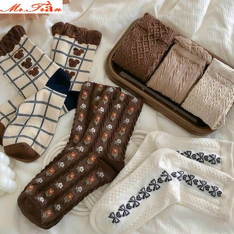 Tất vớ thu đông cho nữ phong cách- set 8 đôi không bai không xù lông