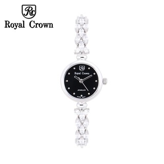 Đồng Hồ Nữ Chính Hãng Royal Crown 2505 Dây đá vỏ trắng mặt đen