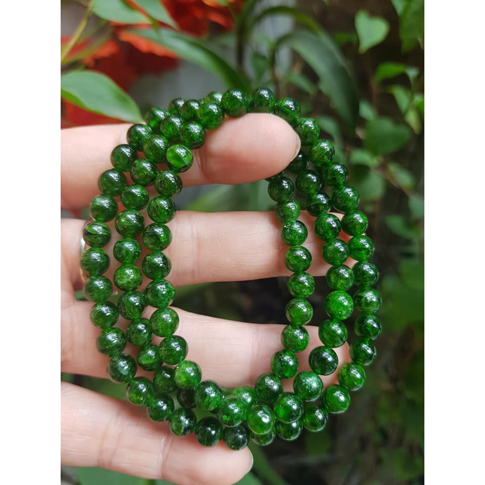 💓💦🌷VÒNG DIOPSIDE CAO CẤP XANH NGỌC A VIP SIZE 6MM ĐEO TAY KIỂU QUẤN 3 VÒNG ĐẸP SANG NỮ MỆNH MỘC HỎA CÓ 2399K Ạ