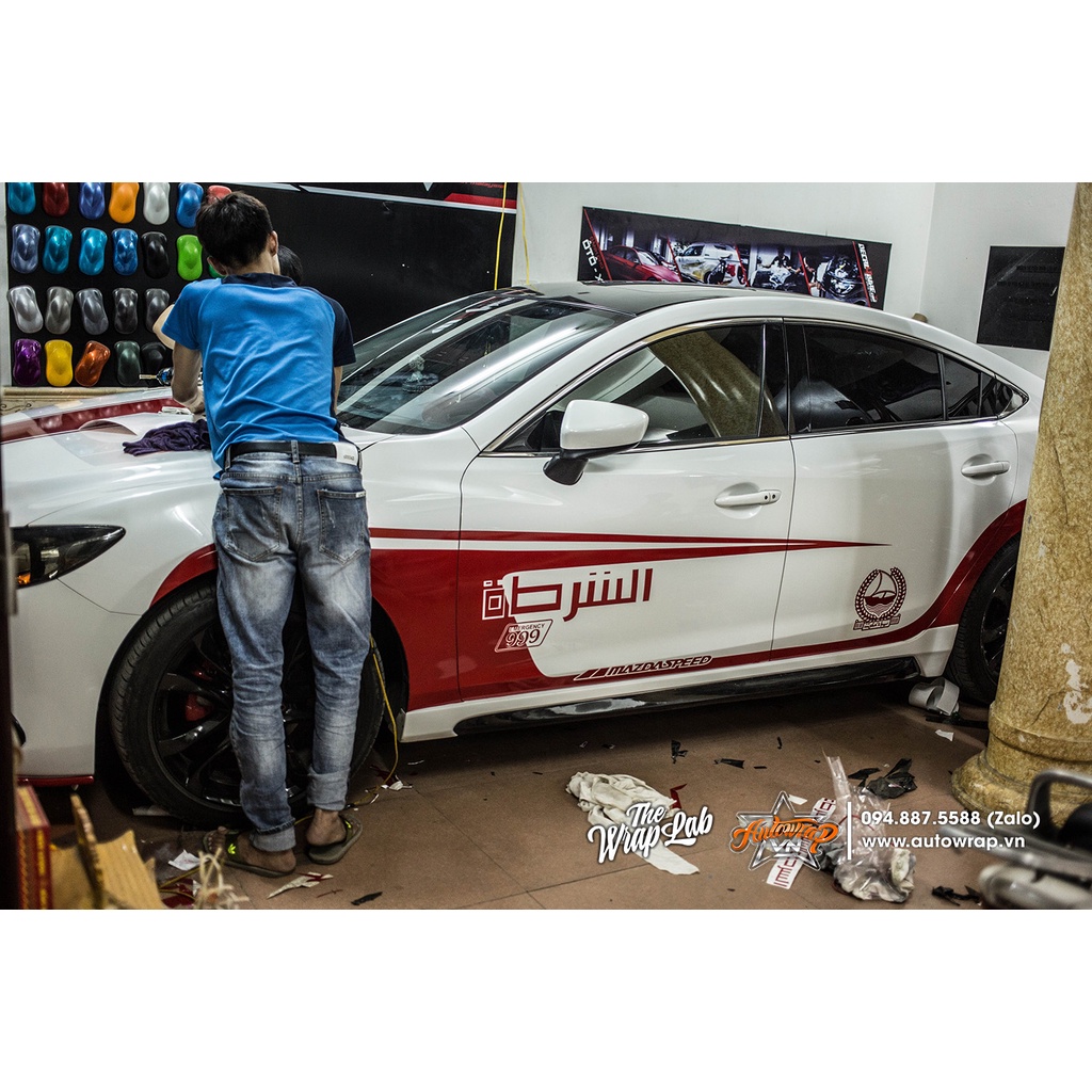 Tem họa tiết xe Mazda 6 Police Dubai - Tem họa tiết ô tô Mazda, tem dán sườn xe thể thao
