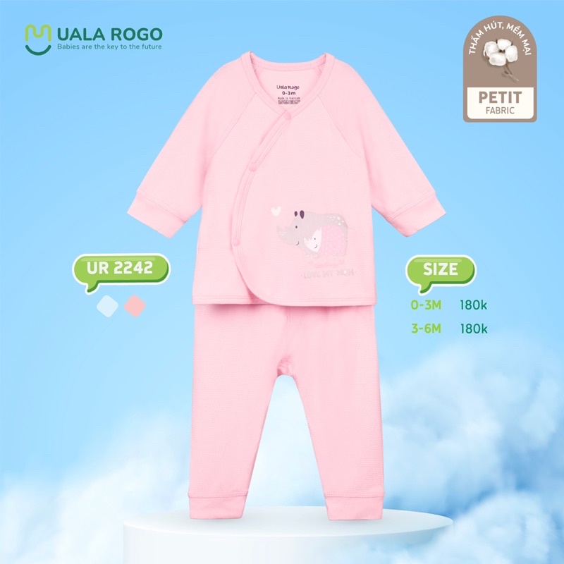 Bộ QA Dài Tay Cài Chéo Sơ Sinh Petit UalaRogo
