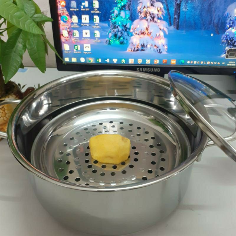 Xửng hấp inox có chân đế 20,22,24,vỉ hấp inox 20 cm,22cm,24 cm,26 cm,Kết hợp 2 trong 1 xửng hấp đĩa đựng hoa quả