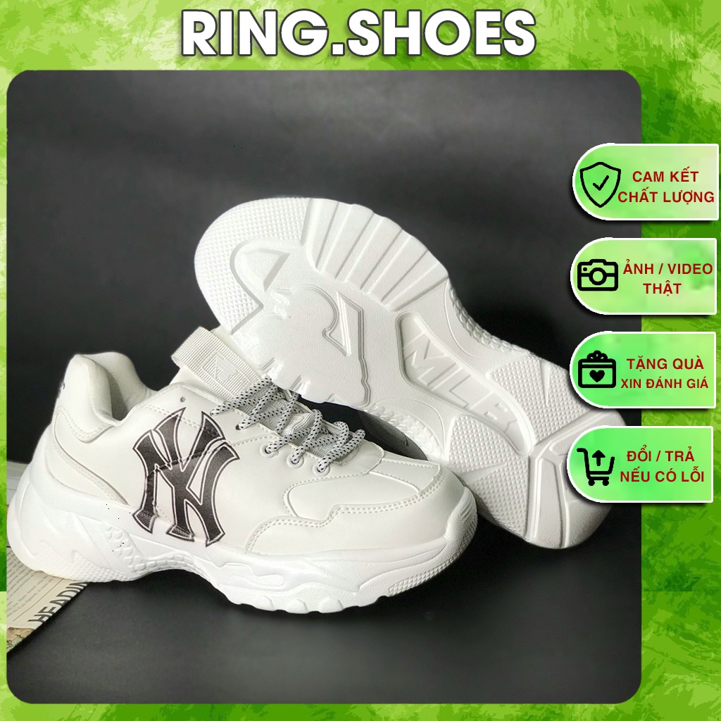 Giày Thể Thao MLB NY Đen Cao Cấp Nam Tăng Chiều Cao 6cm, Nữ - Giày Thể Thao Màu Trắng Full Box 2022