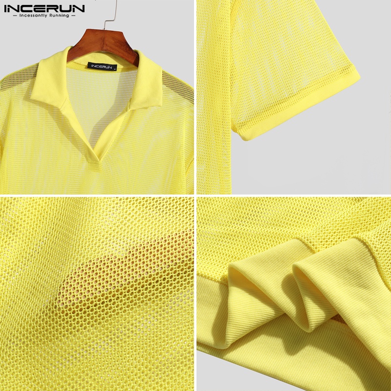 Áo thun INCERUN cổ polo tay ngắn thời trang năng động sành điệu cho nam 3 màu tùy chọn