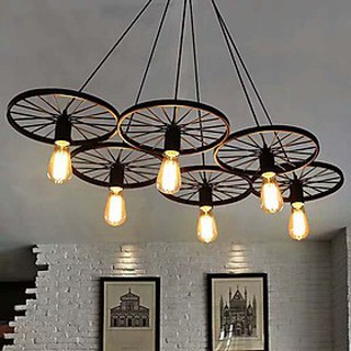 Đèn thả 6 bóng bánh xe cổ điển đẹp