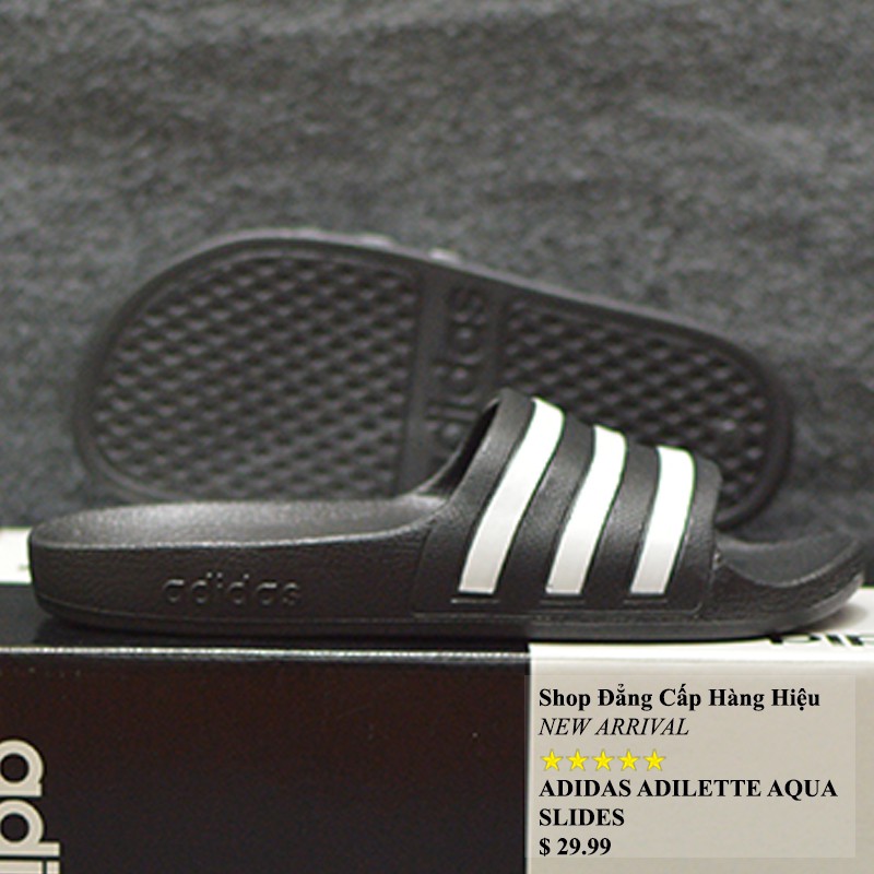 Dép trẻ em Adidas Adilette Aqua đen sọc trắng