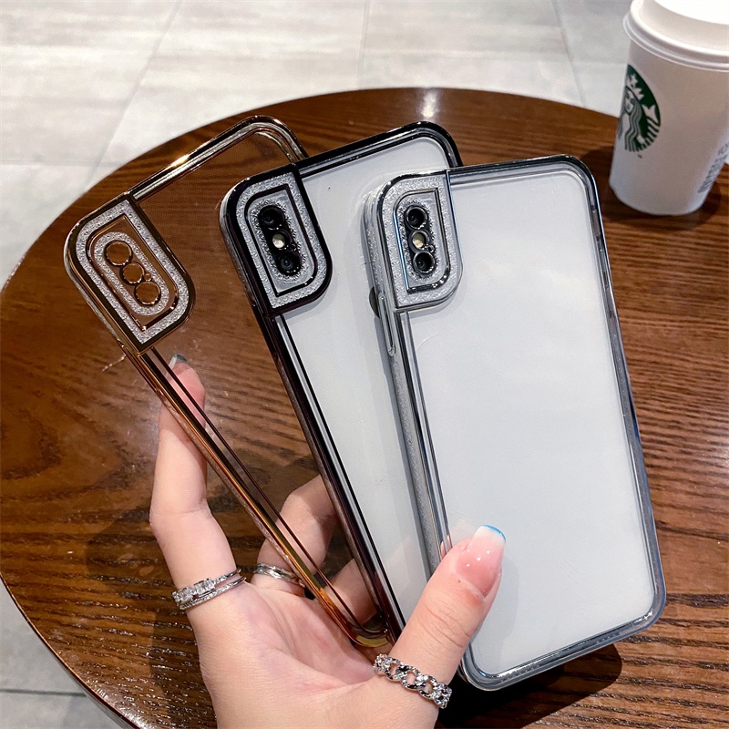 Ốp Điện Thoại Mềm Trong Suốt Viền Thẳng Mạ Điện Cho iPhone 7 8 Plus se 2020 2022 XR X XS MAX