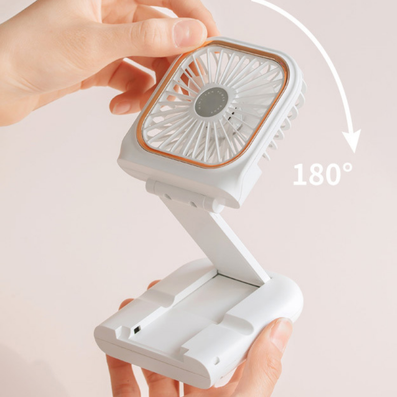 Outdoor Foldable Fan 3-speed Usb Rechargeable Hanging Neck Handheld Cooling Fan with Power Bank Phone Holder Mini Desktop Fan