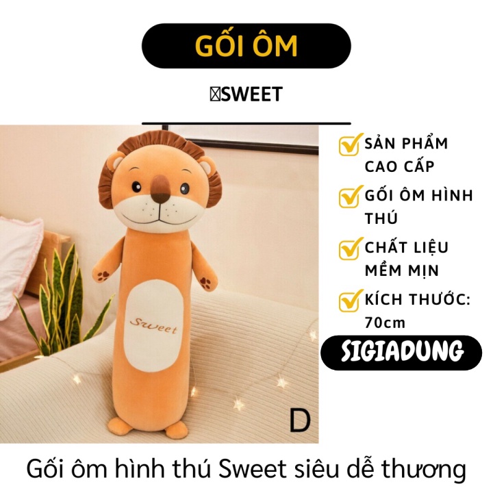 [SGD] Gối Ôm Hình Thú - Gối Ôm Gấu Bông Cho Bé Hình Thú Dài Mềm Mại, Đáng Yêu 70cm 7679