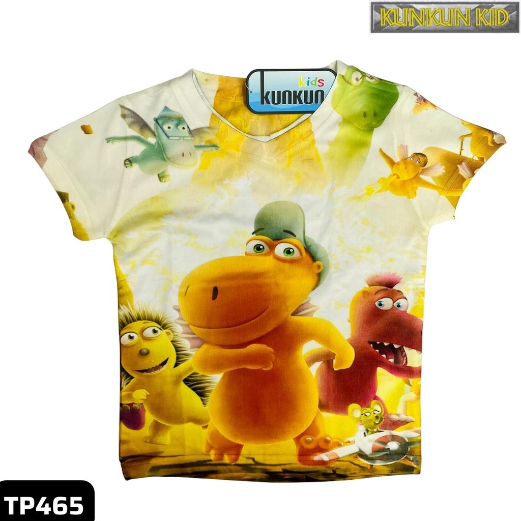 Quần áo trẻ em thun lạnh in 3d hình khủng long Kunkun Kid TP465