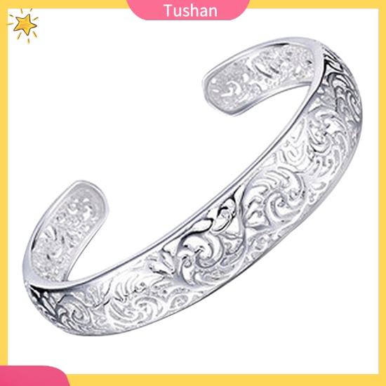 Vòng tay mạ bạc 925 thiết kế mở đính đá xinh xắn