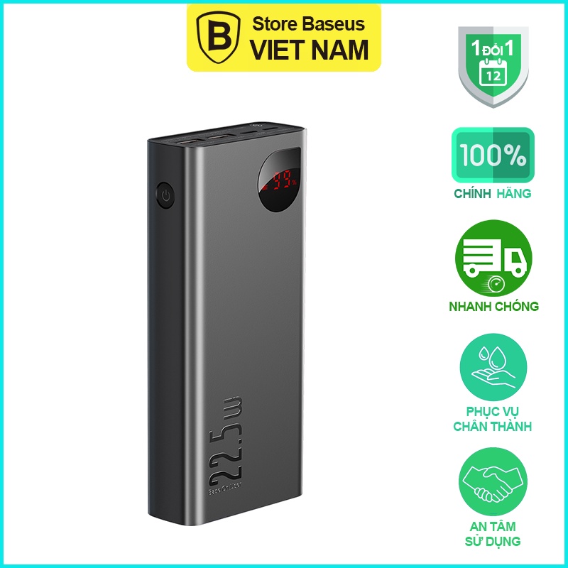 BASEUS Pin Dự Phòng Sạc Nhanh Siêu Mỏng 22.5W| Baseus Adaman Metal Digital Display| Store Baseus Bảo Hành 12 Tháng