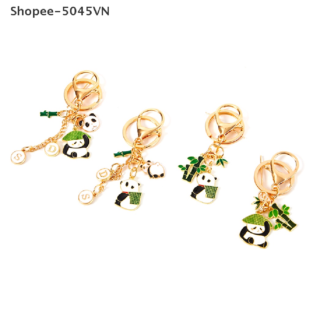 [rain] Móc Khóa Gấu Trúc Hoạt Hình Màu Xanh Lá Cây Bằng Tre Dùng Làm Quà Tặng Trang Sức
