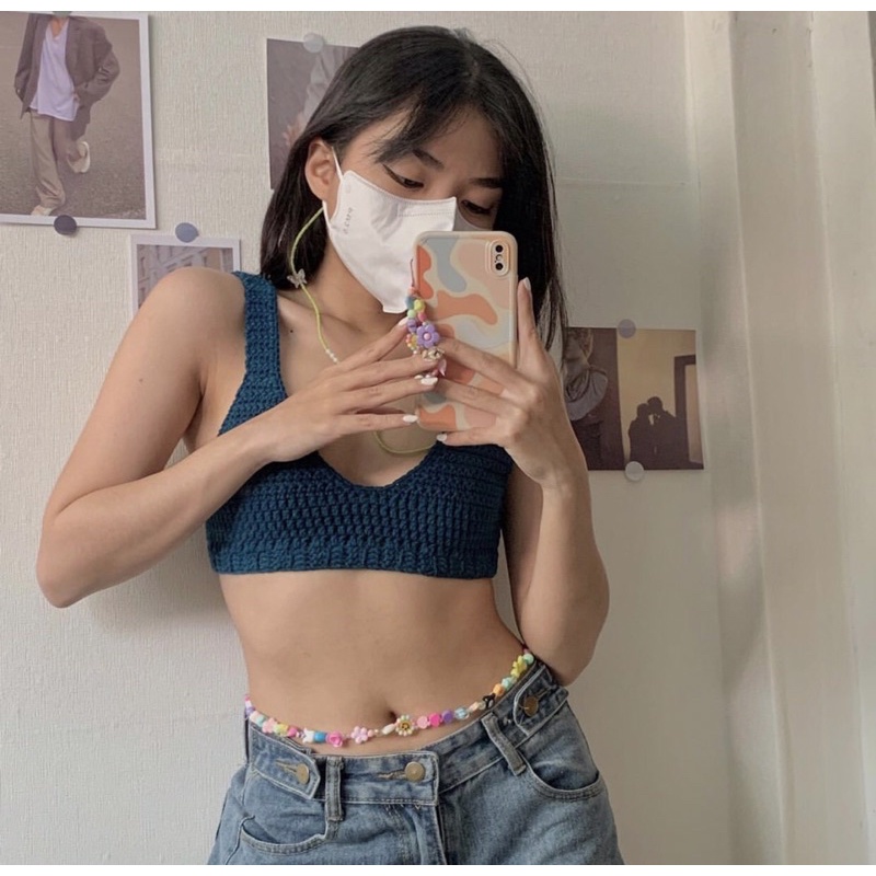 Áo bralette croptop len móc basic