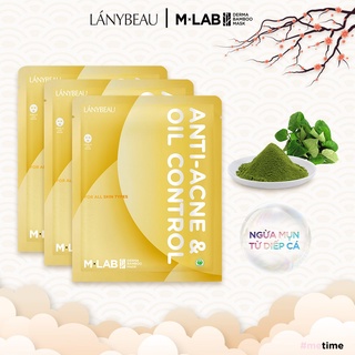 Mặt nạ dưỡng da ngừa mụn, kiểm soát dầu LÁNYBEAU MLAB Derma Bamboo Anti Acne & Oil Control - Combo 3 miếng (28g/miếng)