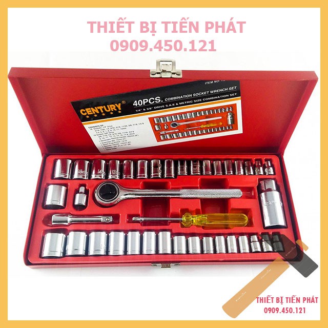 Bộ Tuýp CENTURY Gồm 40 Món (1/4" Và 3/8") Mã: TS-23407 Hộp Sắt (Chính Hãng)