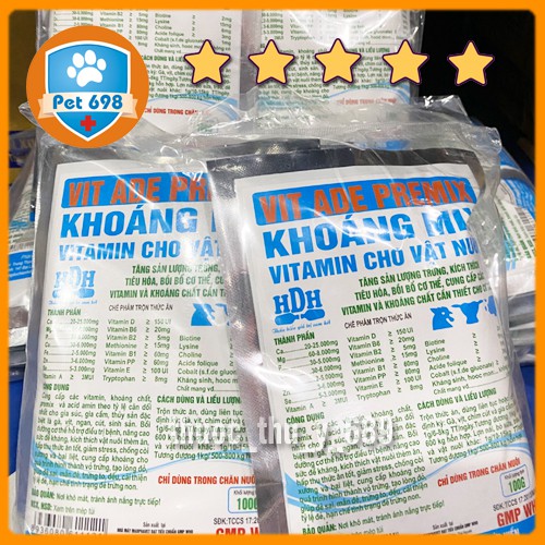 [VITAMIN CHO VẬT NUÔI] VIT ADE PREMIX kích thích tiêu hóa, cung cấp khoáng chất, vitamin cho cơ thể vật nuôi