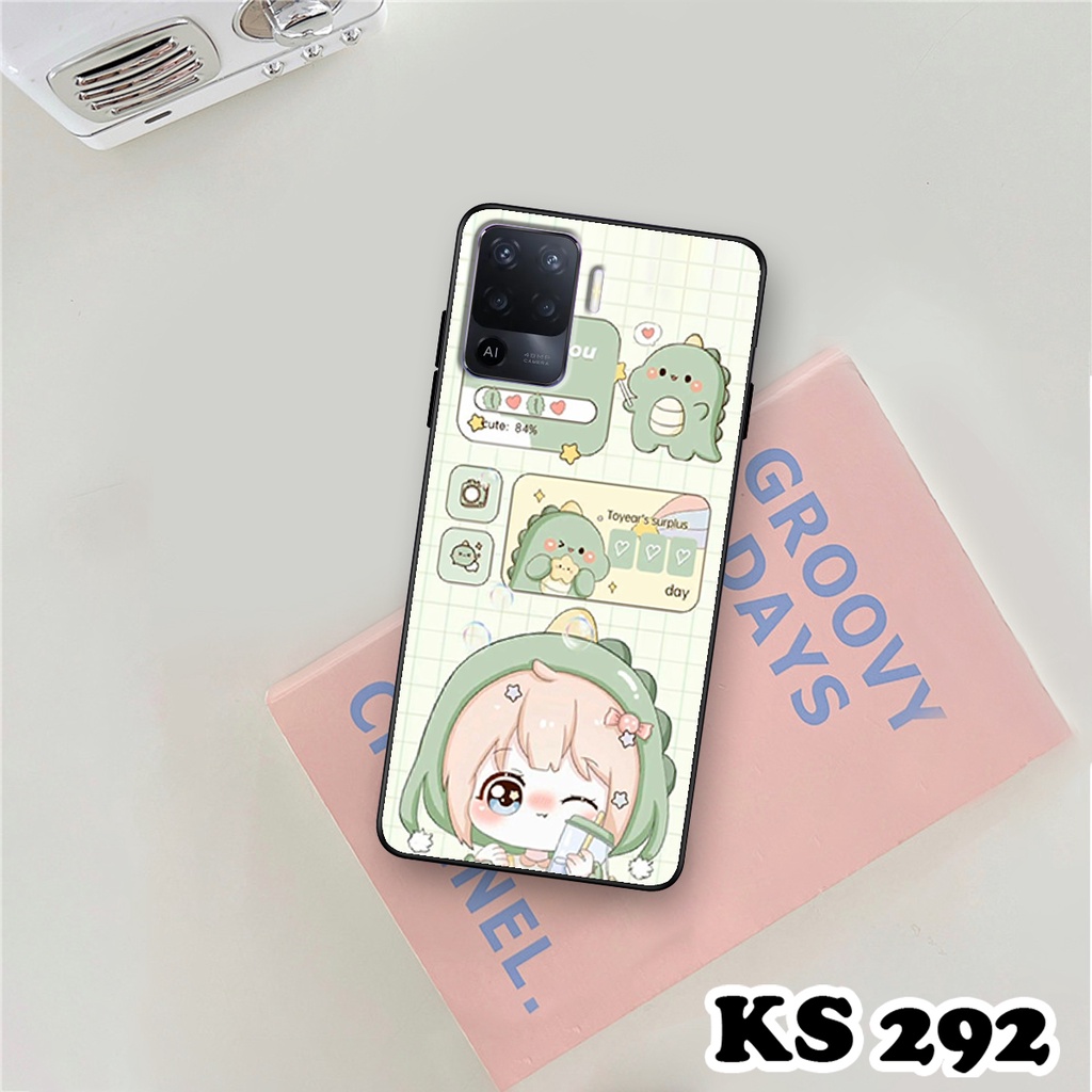 Ốp lưng Oppo A94 - Oppo A94 5G - Ốp in hình khủng long DinoCute - Lưng nhám viền TPU