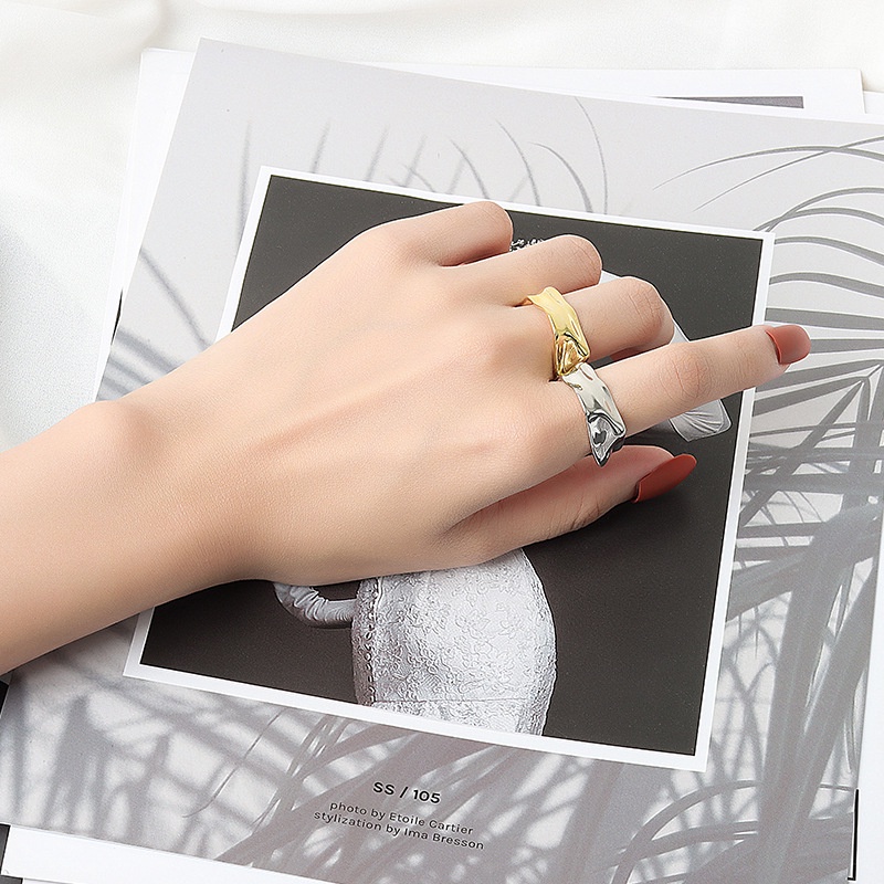 Nhẫn Màu Vàng / Bạc Phong Cách Gothic Đơn Giản Thời Trang Có Thể Điều Chỉnh Cho Nữ