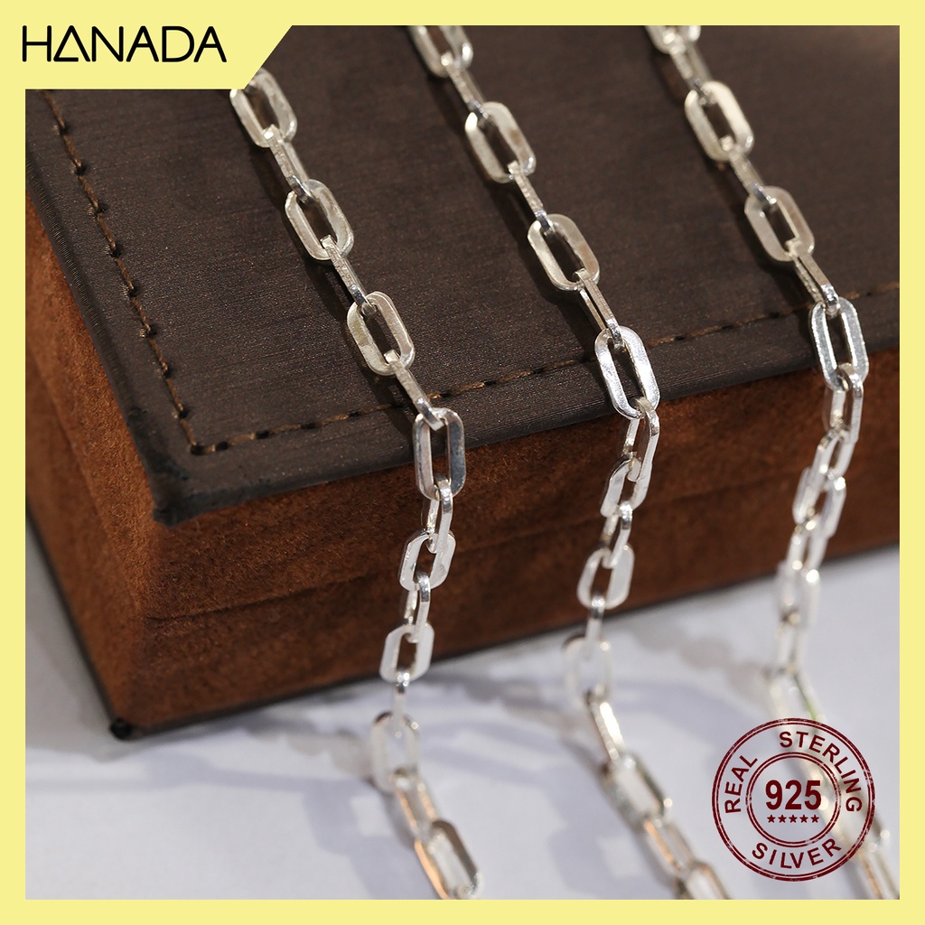 Lắc Tay Bạc Nguyên Chất Hanada 1.3 Chỉ Bản Dày Đeo Vừa Vặn Vòng Unisex Móc Xích Bản Dẹp Nam Nữ 0258